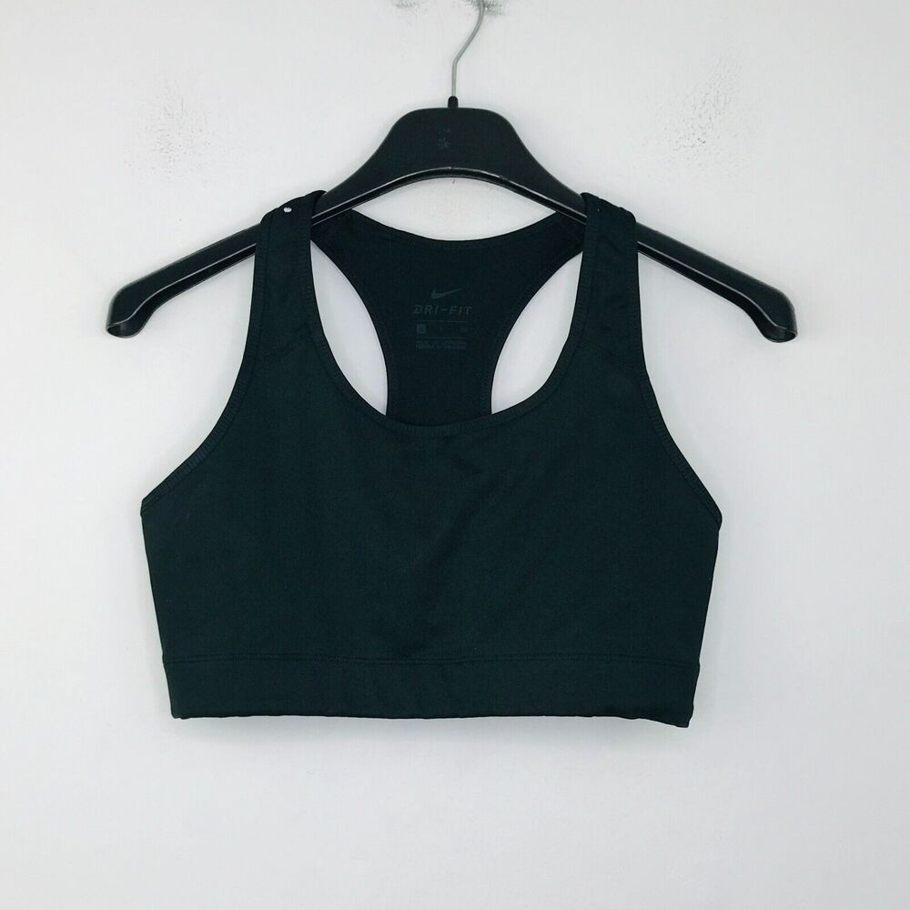 Nike Dri-Fit Women's Small Sports Bra Black Solid Unpadded Racerback CC27
